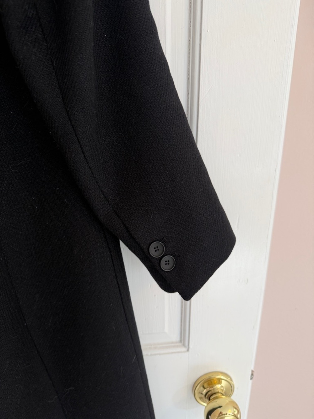 Zara Black Single-Button Long Wool Trench Coat Size M - Picture 5 of 6
